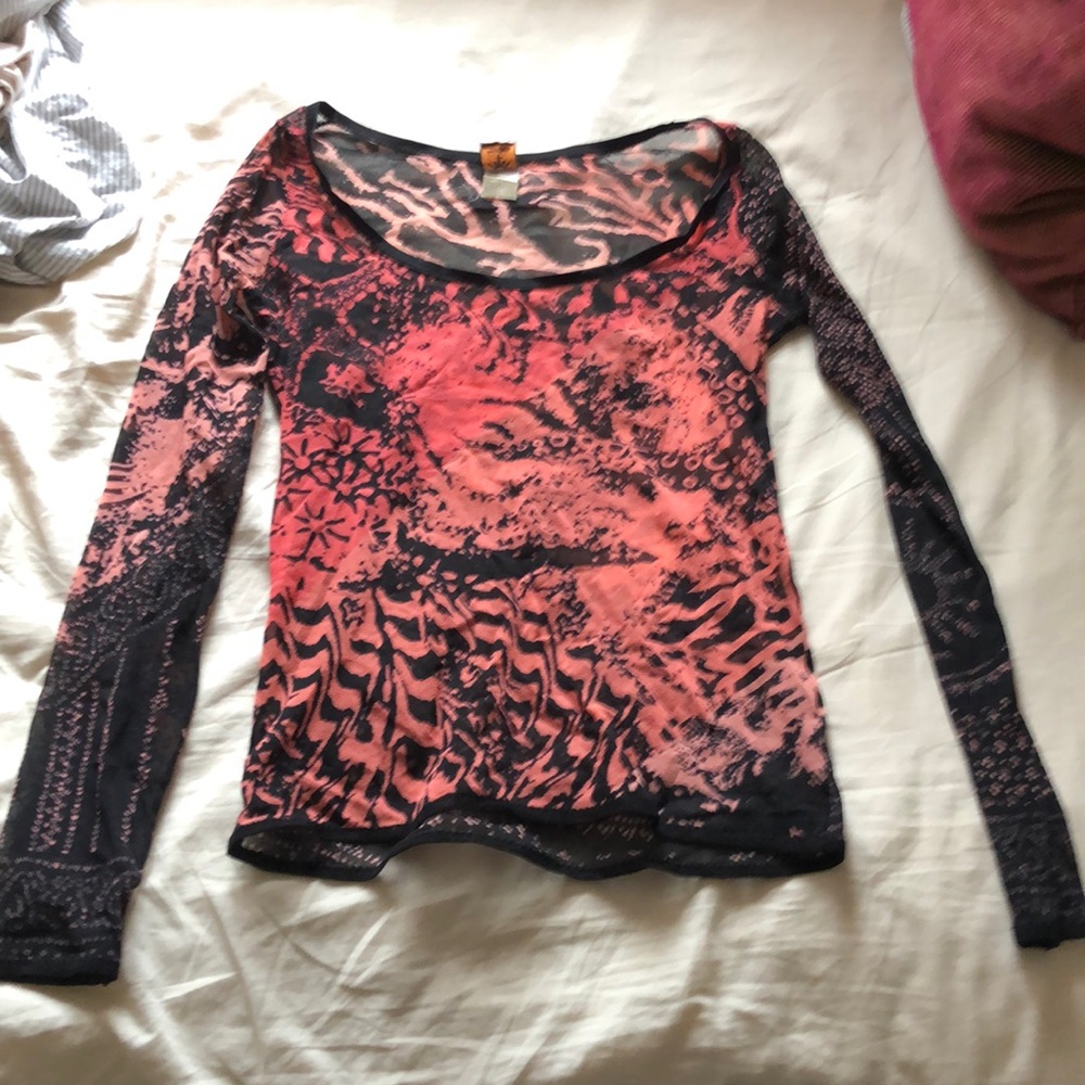 Women's Black and Pink Long Sleeve Top